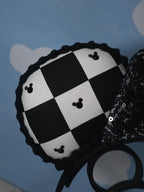 Black & White Checkered Mouse Ears