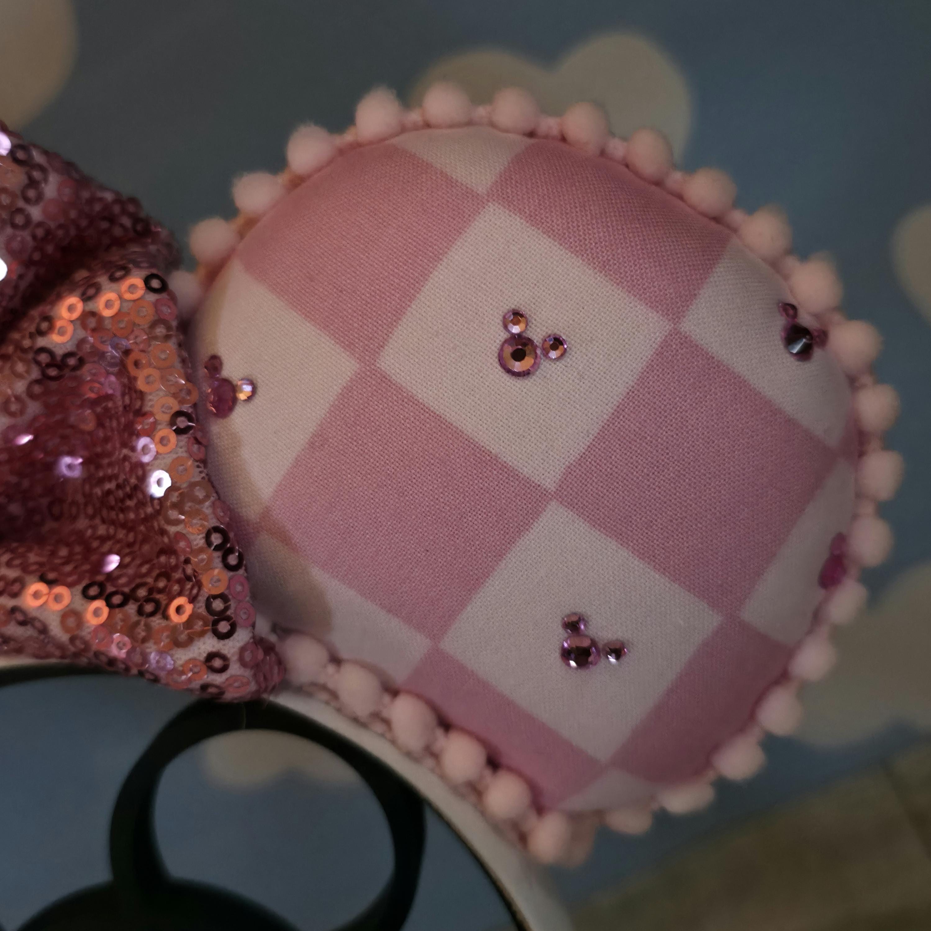 Pink Checkered Mouse Ears