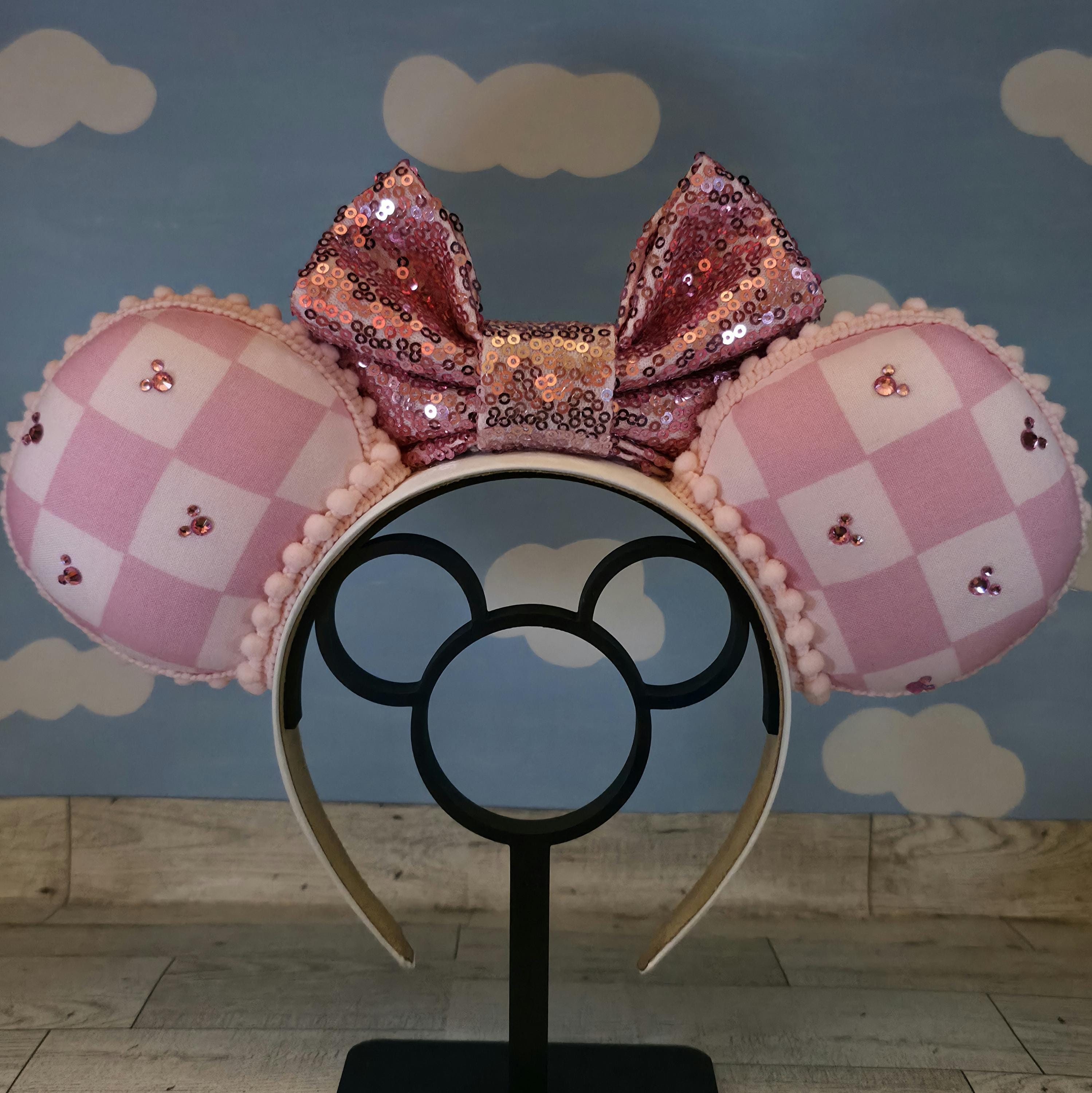 Pink Checkered Mouse Ears