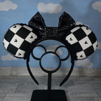 Black & White Checkered Mouse Ears