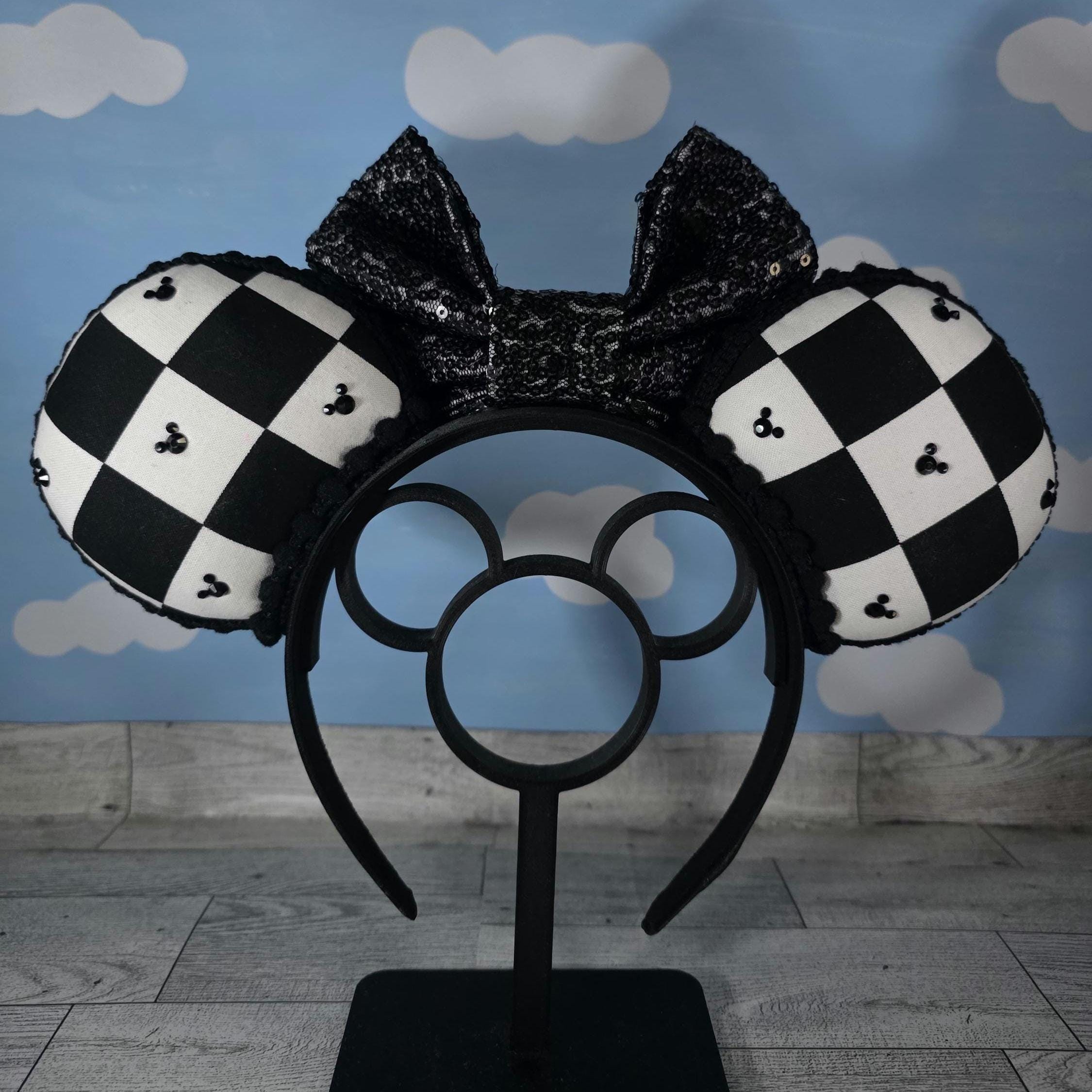 Black & White Checkered Mouse Ears