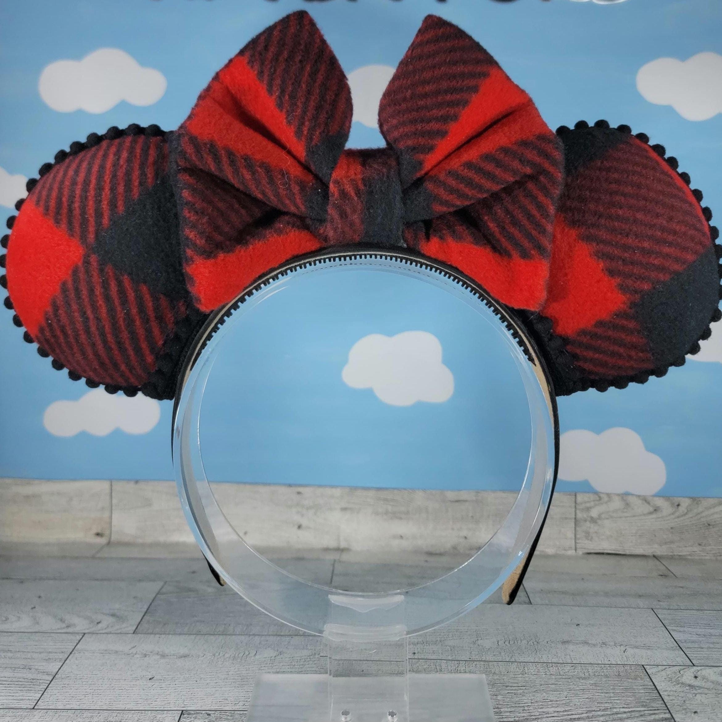 Black and Red Plaid Ears