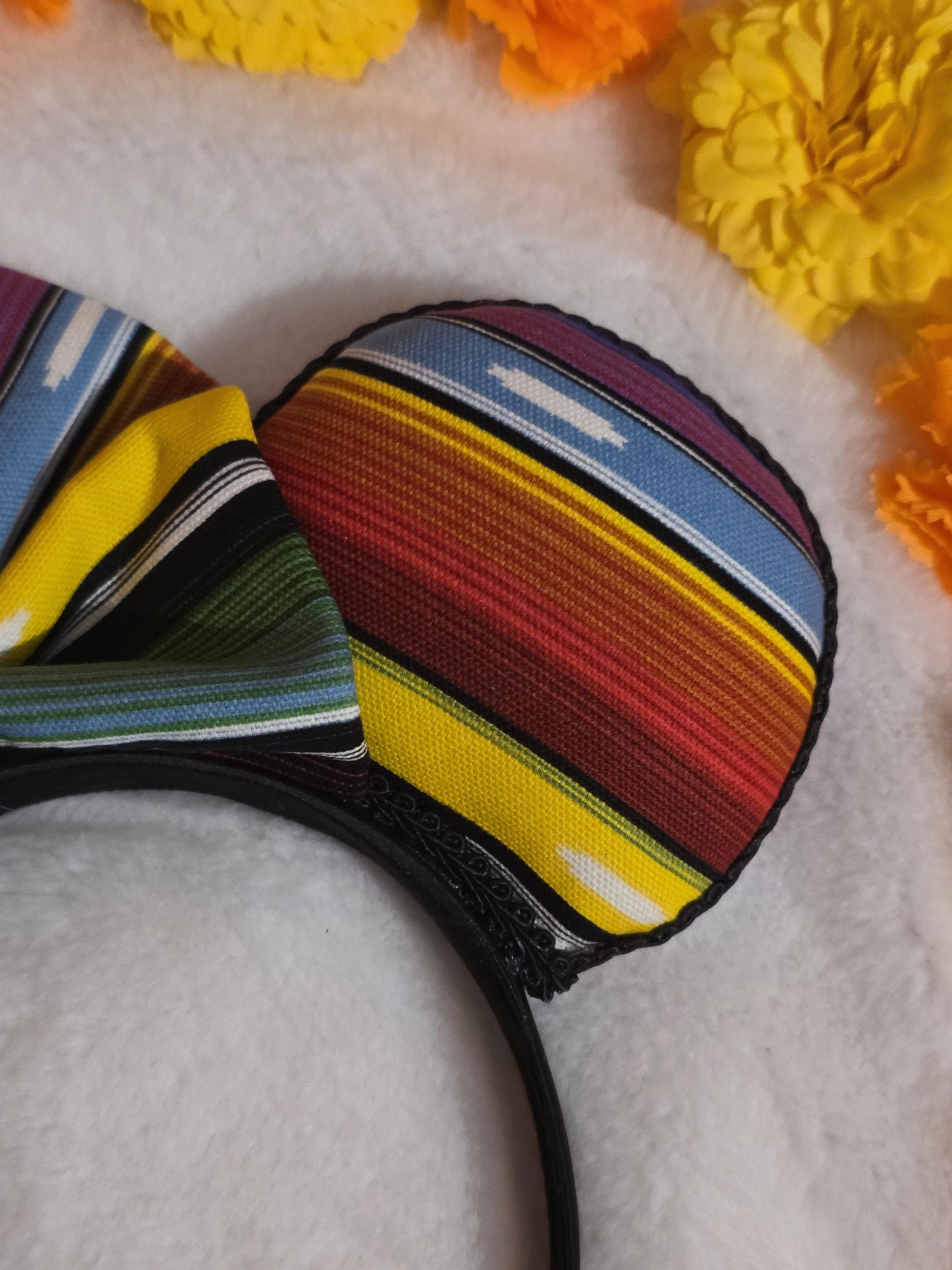 Serape Ears Headband with Sugar Skull, Handmade
