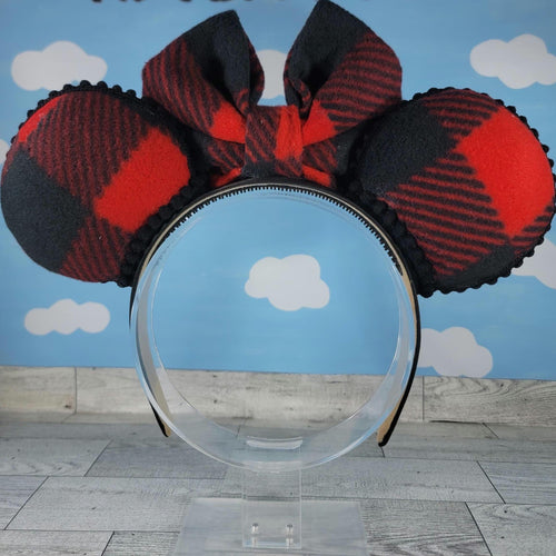 Black and Red Plaid Ears