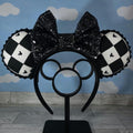 Black & White Checkered Mouse Ears