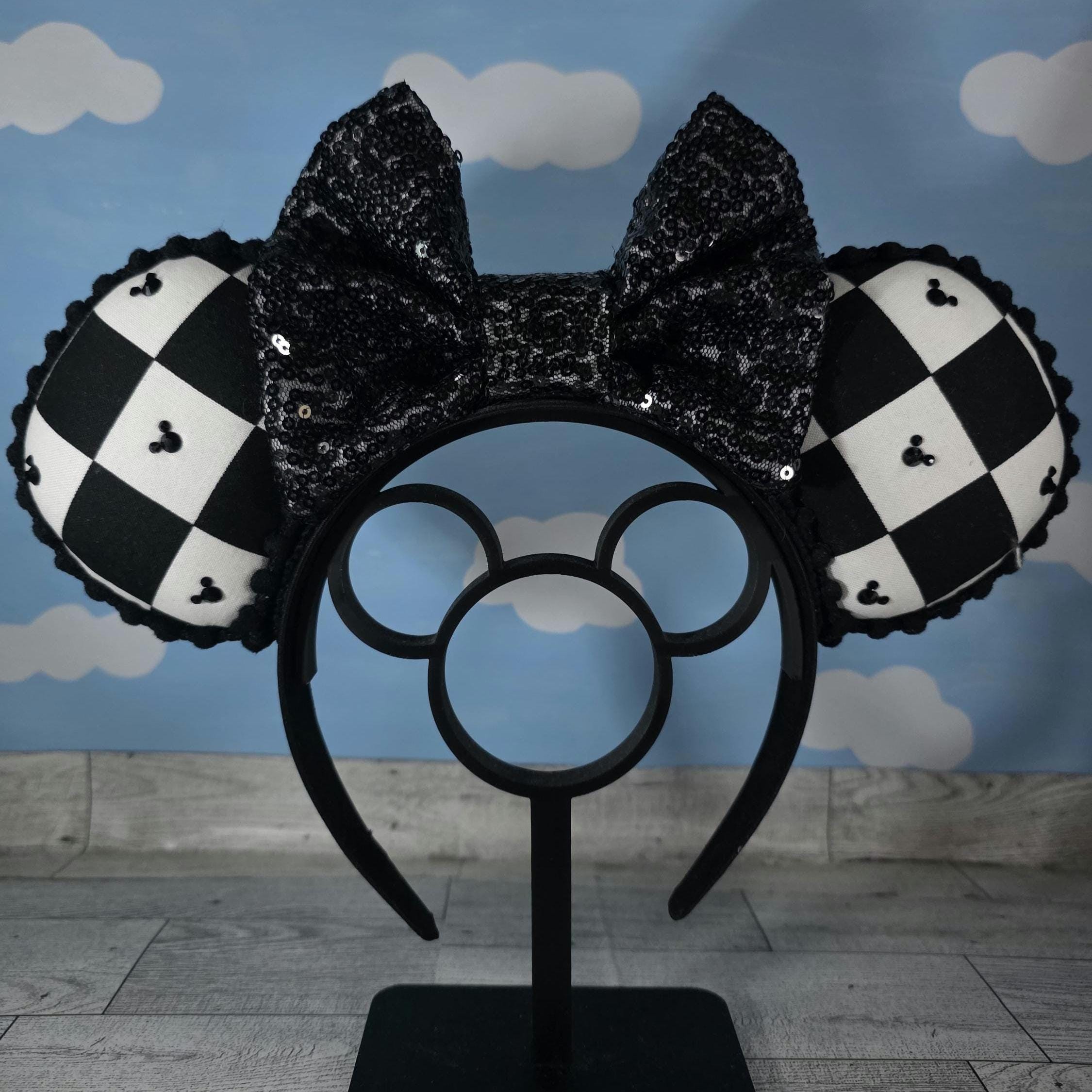 Black & White Checkered Mouse Ears