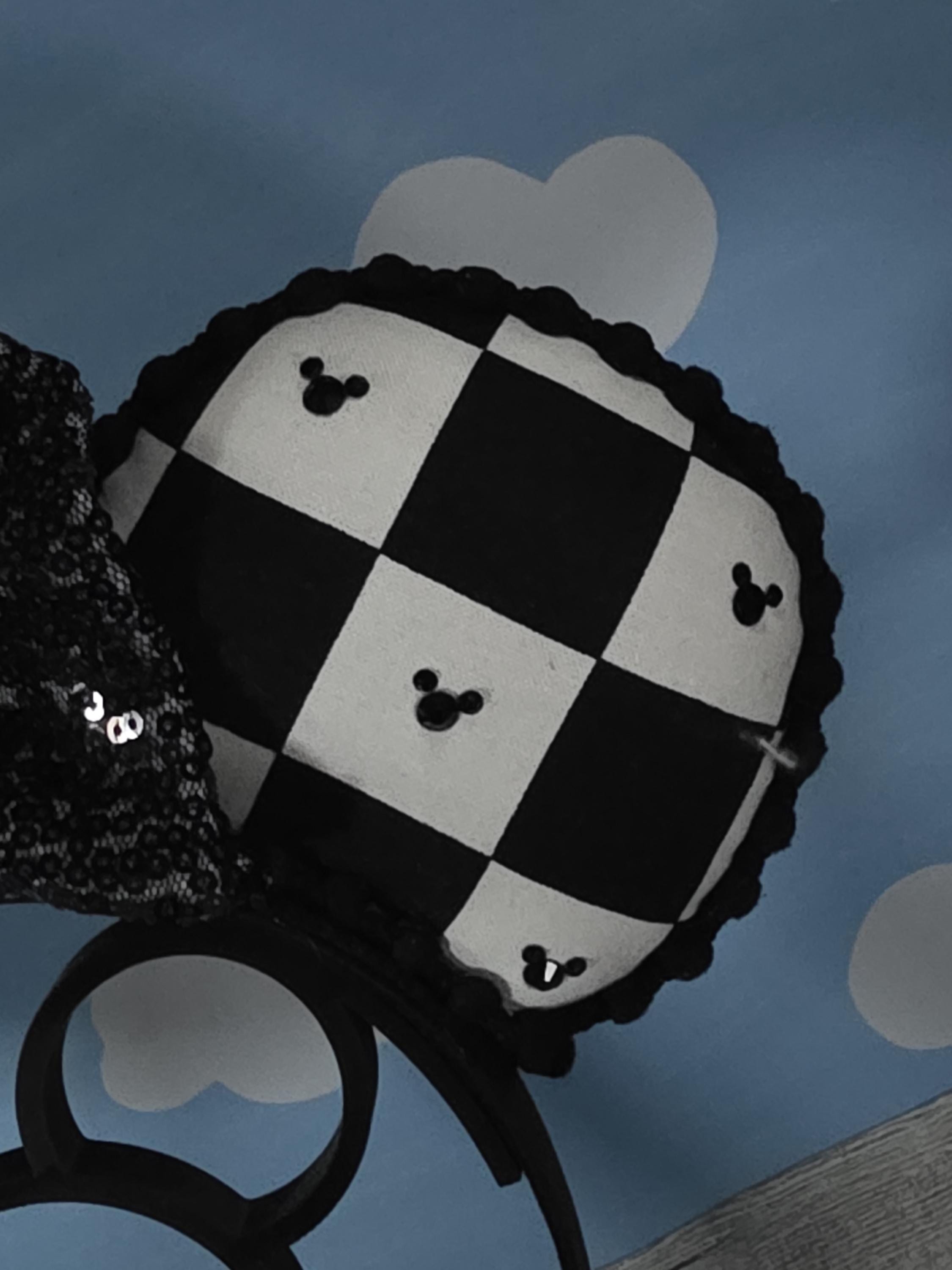 Black & White Checkered Mouse Ears