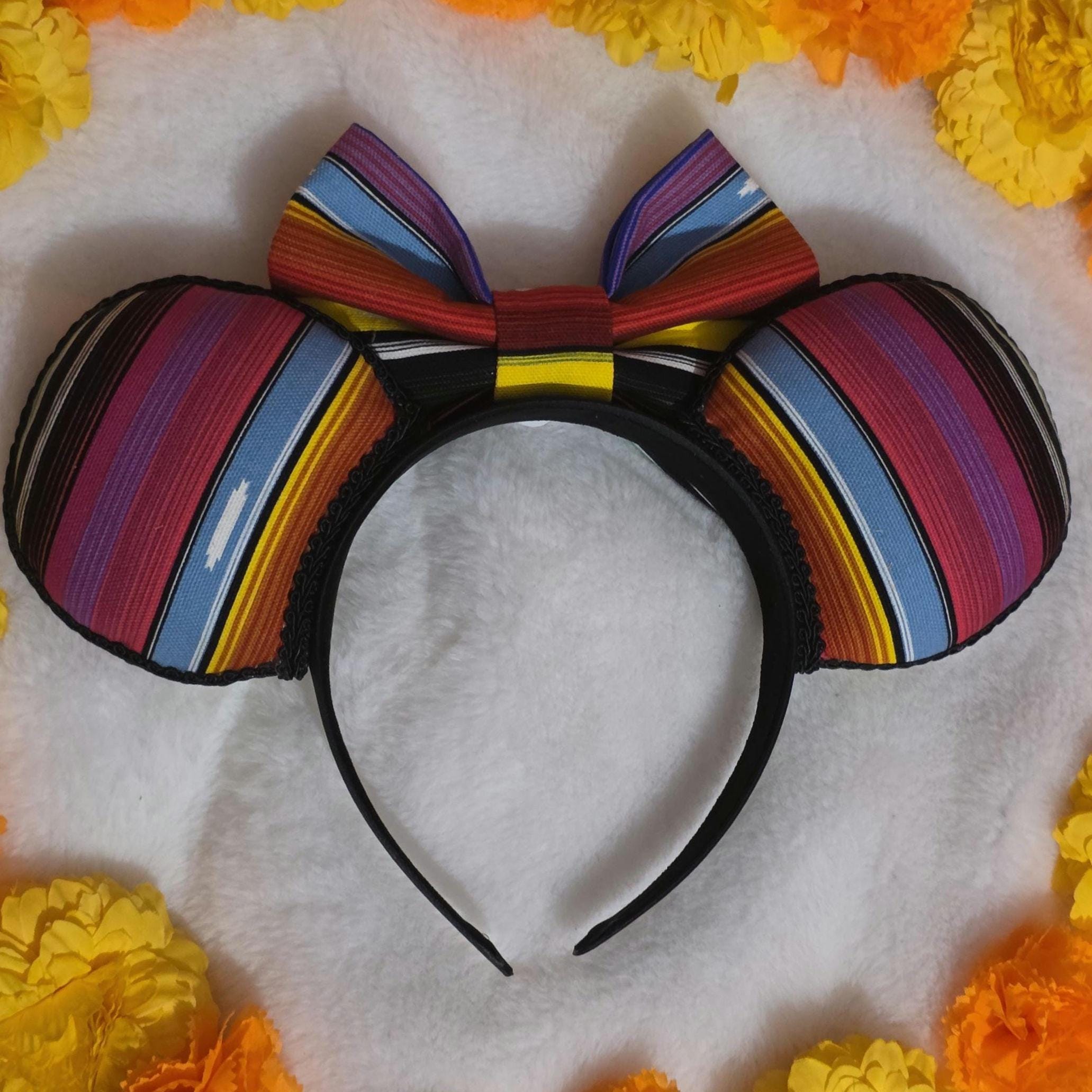 Serape Ears Headband with Sugar Skull, Handmade