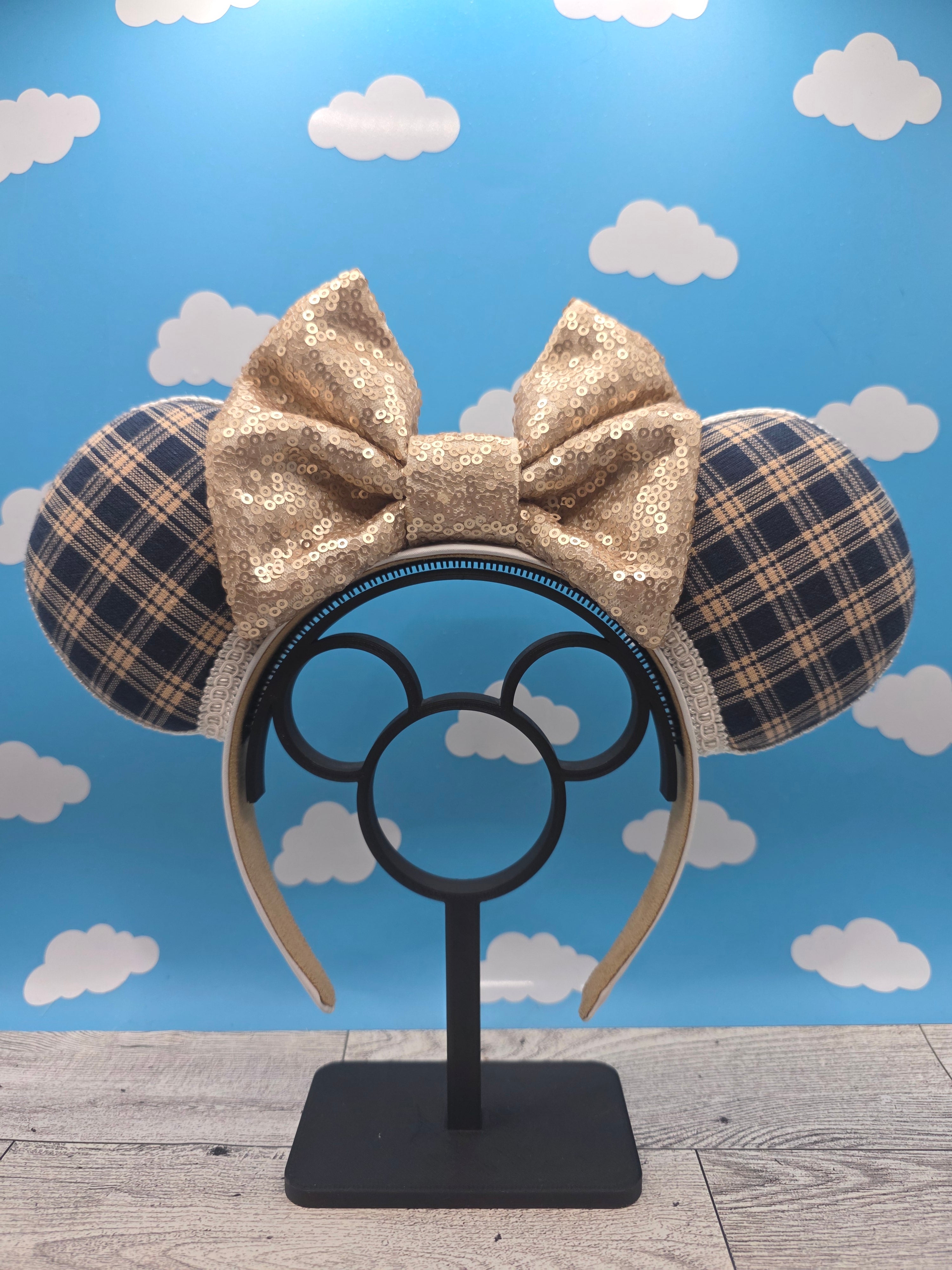 Navy Plaid Autumn Ears READY TO SHIP